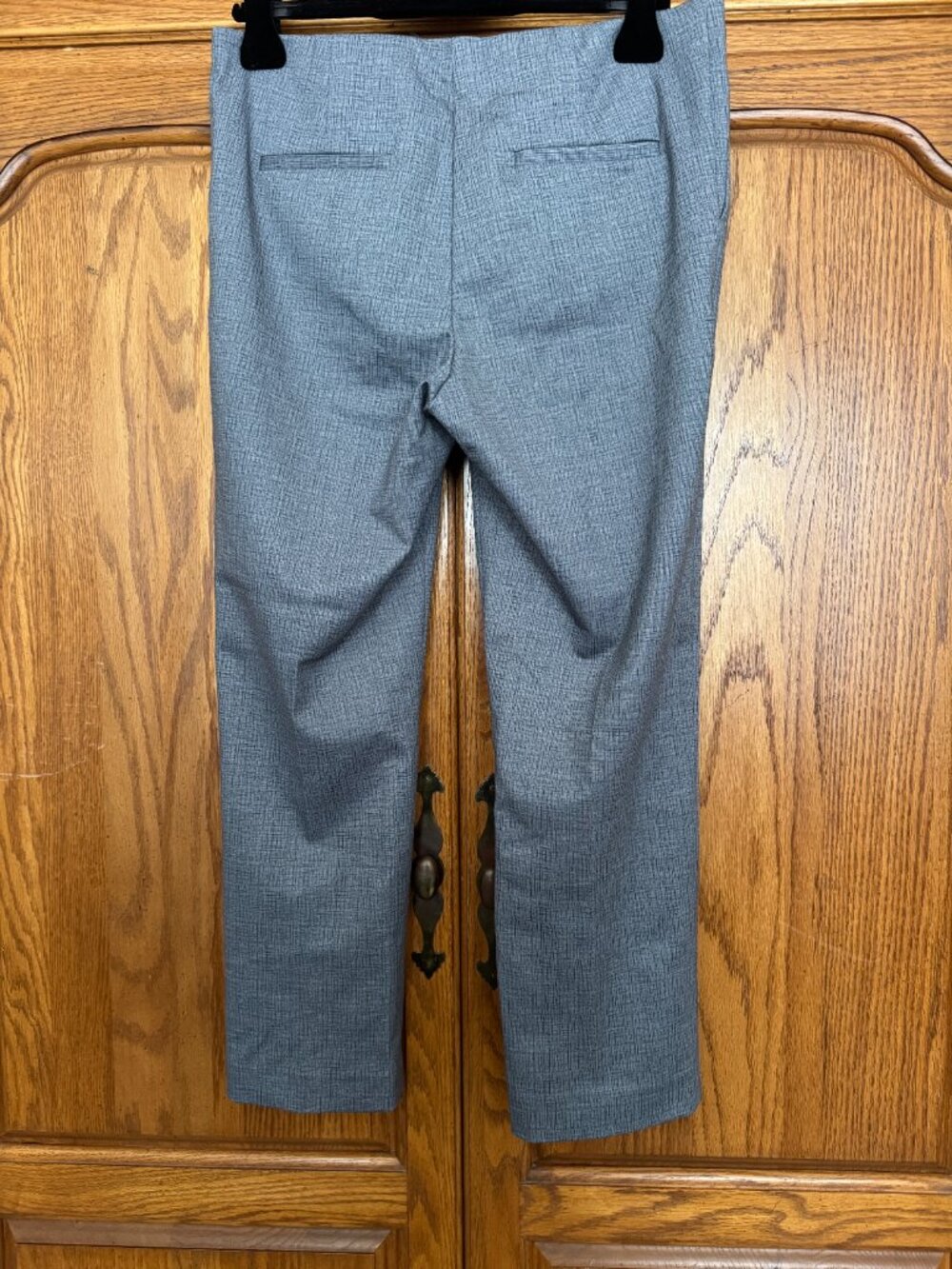 Amanda & Chelsea Gray Micro-Pattern Straight-Leg Trousers image 2